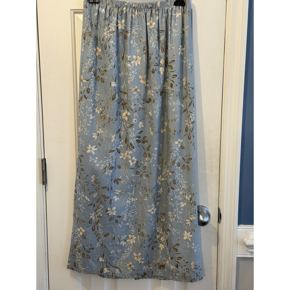 Vintage Blue Cottagecore Fairy Linen Maxi Skirt Size Small USA Elastic 90s‎